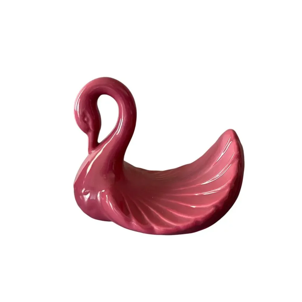 1980s Andre Richards Rose Mauve Swan Towel Holder Ceramic Bathroom Decor 7”